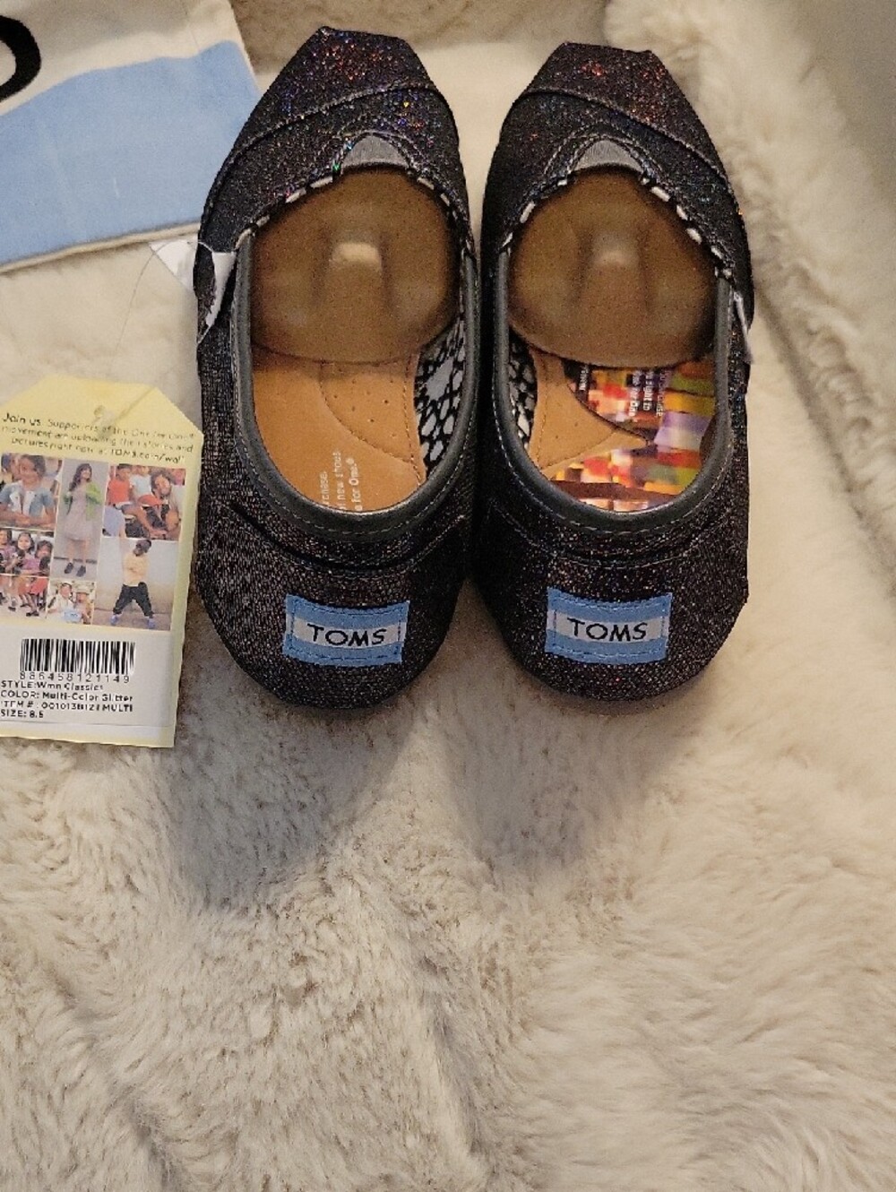 Toms Women’s Black Holographic Glitter Slip-On Loafers - Picture 5 of 10